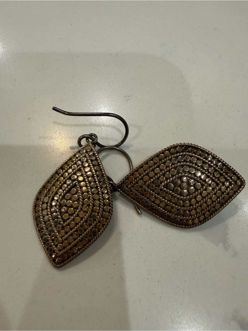 Anna Beck Gold-Tone Textured Leaf Drop Earrings Sterling Silver 925